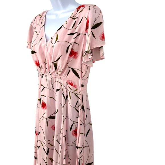 Banana Republic Pink Floral Short-Sleeve V-Neck Dress Size 6 NWT - Picture 5 of 10